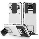 For Xiaomi Poco X3 Stereoscopic Holder Sliding Camshield Phone Case(White) - 1