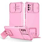 For Motorola Moto G Stylus 2021 Stereoscopic Holder Sliding Camshield Phone Case(Pink) - 1