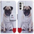 For Motorola Moto G52 Coloured Drawing Leather Phone Case(Pug) - 1