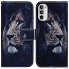 For Motorola Moto G52 Coloured Drawing Leather Phone Case(Lion) - 1