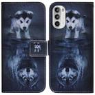 For Motorola Moto G52 Coloured Drawing Leather Phone Case(Wolf and Dog) - 1