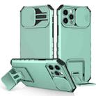 For iPhone 12 Pro Stereoscopic Holder Sliding Camshield Phone Case(Light Blue) - 1