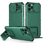 For iPhone 12 Pro Max Stereoscopic Holder Sliding Camshield Phone Case(Green) - 1