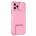 For iPhone 11 Pro Stereoscopic Holder Sliding Camshield Phone Case (Pink) - 2