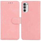 For Motorola Moto G52 Skin Feel Pure Color Flip Leather Phone Case(Pink) - 1