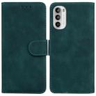 For Motorola Moto G52 Skin Feel Pure Color Flip Leather Phone Case(Green) - 1