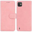 For Wiko Y82 Skin Feel Pure Color Flip Leather Phone Case(Pink) - 1