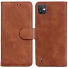 For Wiko Y82 Skin Feel Pure Color Flip Leather Phone Case(Brown) - 1