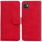 For Wiko Y82 Skin Feel Pure Color Flip Leather Phone Case(Red) - 1