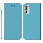 For Motorola Moto G52 Imitated Mirror Surface Horizontal Flip Leather Phone Case(Blue) - 1