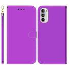 For Motorola Moto G52 Imitated Mirror Surface Horizontal Flip Leather Phone Case(Purple) - 1