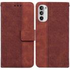 For Motorola Moto G52 Geometric Embossed Leather Phone Case(Brown) - 1