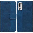 For Motorola Moto G52 Geometric Embossed Leather Phone Case(Blue) - 1
