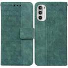 For Motorola Moto G52 Geometric Embossed Leather Phone Case(Green) - 1