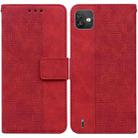 For Wiko Y82 Geometric Embossed Leather Phone Case(Red) - 1