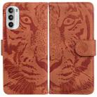 For Motorola Moto G52 Tiger Embossing Pattern Horizontal Flip Leather Phone Case(Brown) - 1