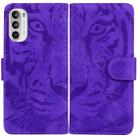 For Motorola Moto G52 Tiger Embossing Pattern Horizontal Flip Leather Phone Case(Purple) - 1