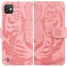 For Wiko Y82 Tiger Embossing Pattern Horizontal Flip Leather Phone Case(Pink) - 1
