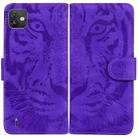 For Wiko Y82 Tiger Embossing Pattern Horizontal Flip Leather Phone Case(Purple) - 1
