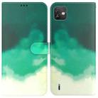 For Wiko Y82 Watercolor Pattern Horizontal Flip Leather Phone Case(Cyan Green) - 1