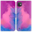 For Wiko Y82 Watercolor Pattern Horizontal Flip Leather Phone Case(Purple Red) - 1