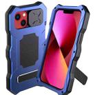 For iPhone 13 Metal + Silicone Sliding Camshield Holder Phone Case(Blue) - 1