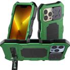 For iPhone 13 Pro Metal + Silicone Sliding Camshield Holder Phone Case (Green) - 1