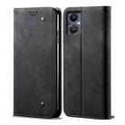 For OnePlus Nord N20 5G Denim Texture Casual Style Leather Phone Case(Black) - 1