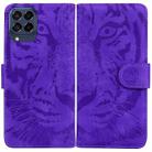 For Samsung Galaxy M33 5G 165.4mm Tiger Embossed Leather Phone Case(Purple) - 1