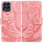 For Samsung Galaxy M33 5G 165.4mm Tiger Embossed Leather Phone Case(Pink) - 1