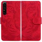 For Sony Xperia 1 IV Tiger Embossed Leather Phone Case(Red) - 1