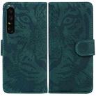 For Sony Xperia 1 IV Tiger Embossed Leather Phone Case(Green) - 1