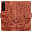 For Sony Xperia 1 IV Tiger Embossed Leather Phone Case(Brown) - 1