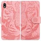 For Sony Xperia Ace III Tiger Embossed Leather Phone Case(Pink) - 1