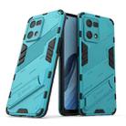 For OPPO Reno7 4G Punk Armor 2 in 1 PC + TPU Shockproof Phone Case with Invisible Holder(Blue) - 1