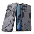 For OPPO Reno7 4G Punk Armor 2 in 1 PC + TPU Shockproof Phone Case with Invisible Holder(Grey) - 1