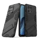 For OPPO Reno7 4G Punk Armor 2 in 1 PC + TPU Shockproof Phone Case with Invisible Holder(Black) - 1