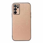 For OPPO A16 Wood Texture PU Phone Case(Gold) - 1