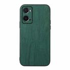 For OPPO A76 Wood Texture PU Phone Case(Green) - 1