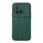 For Vivo X80 Wood Texture PU Phone Case(Green) - 1