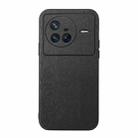 For Vivo X80 Wood Texture PU Phone Case(Black) - 1