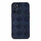 For OPPO A16 Weave Plaid PU Phone Case(Blue) - 1