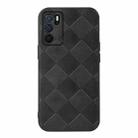 For OPPO A16 Weave Plaid PU Phone Case(Black) - 1