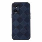 For OPPO A76 Weave Plaid PU Phone Case(Blue) - 1