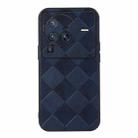 For Vivo X80 Pro Weave Plaid PU Phone Case(Blue) - 1