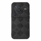 For Vivo X80 Pro Weave Plaid PU Phone Case(Black) - 1