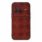 For Vivo X80 Weave Plaid PU Phone Case(Brown) - 1