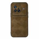 For Vivo X80 Weave Plaid PU Phone Case(Green) - 1