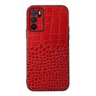 For OPPO A16 Crocodile Top Layer Cowhide Leather Phone Case(Red) - 1