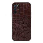 For OPPO A16 Crocodile Top Layer Cowhide Leather Phone Case(Coffee) - 1